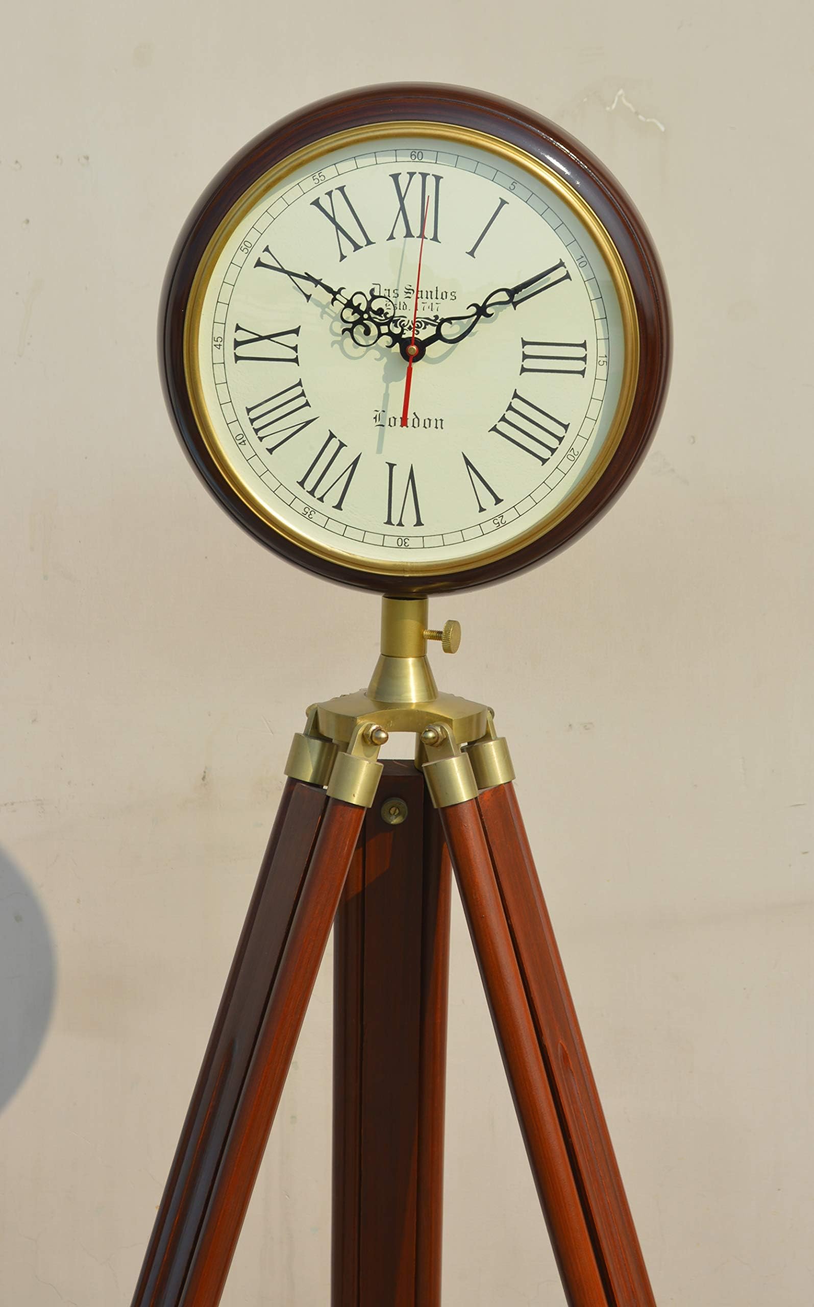 Handmade Wooden Tripod Stand Clock