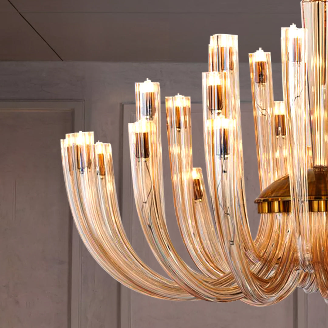 Regal Candle Glass Chandelier (32 Light Heads) Amber