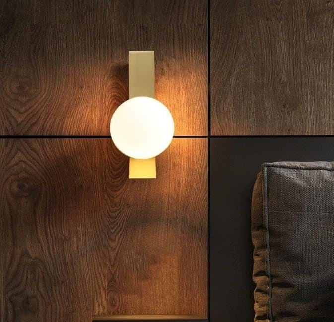 Modern Gold Finish Frosted Glass Ball Wall Sconce