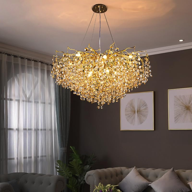 800 MM Crystal Gold LED Tree Chandelier