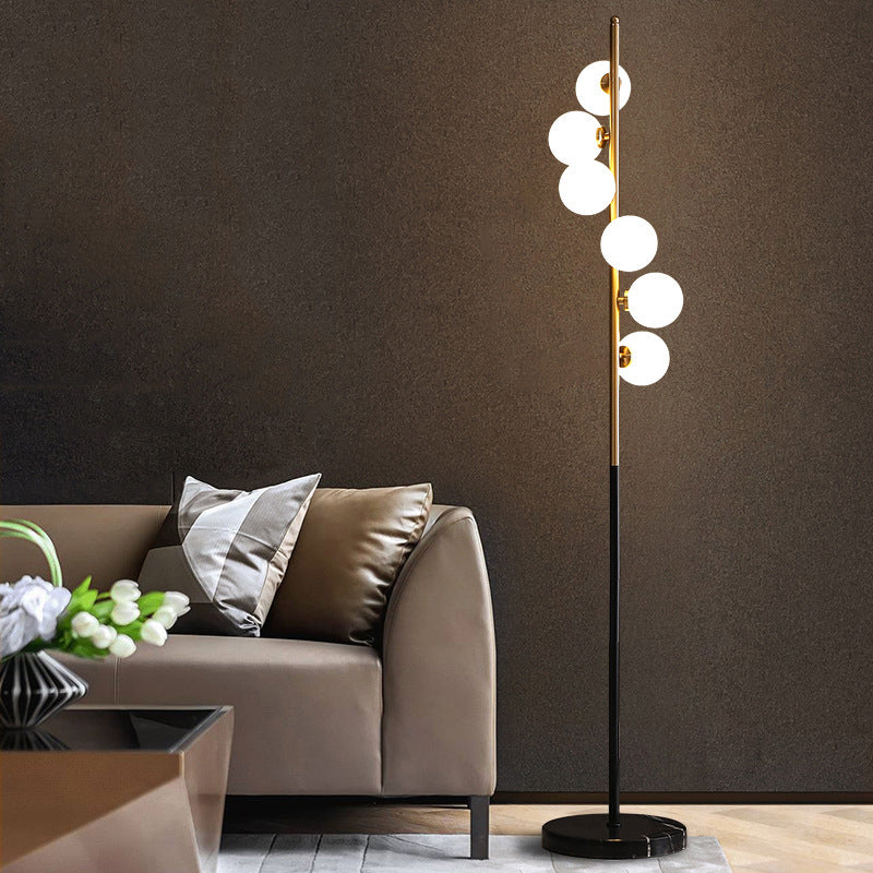 Vertical Orb Black Gold Floor Lamp