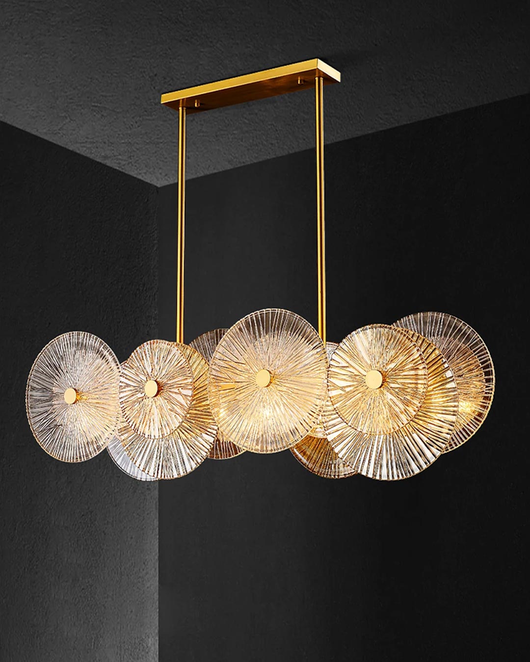 Lotus Leaves Glow (Gold) Chandelier