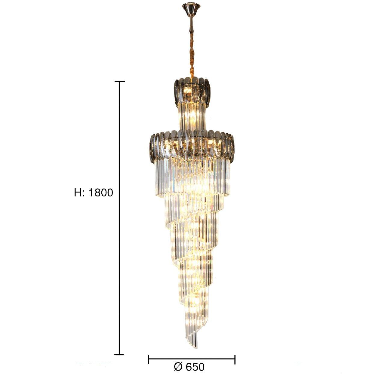 Crystal Multilayer Double Height Chandelier