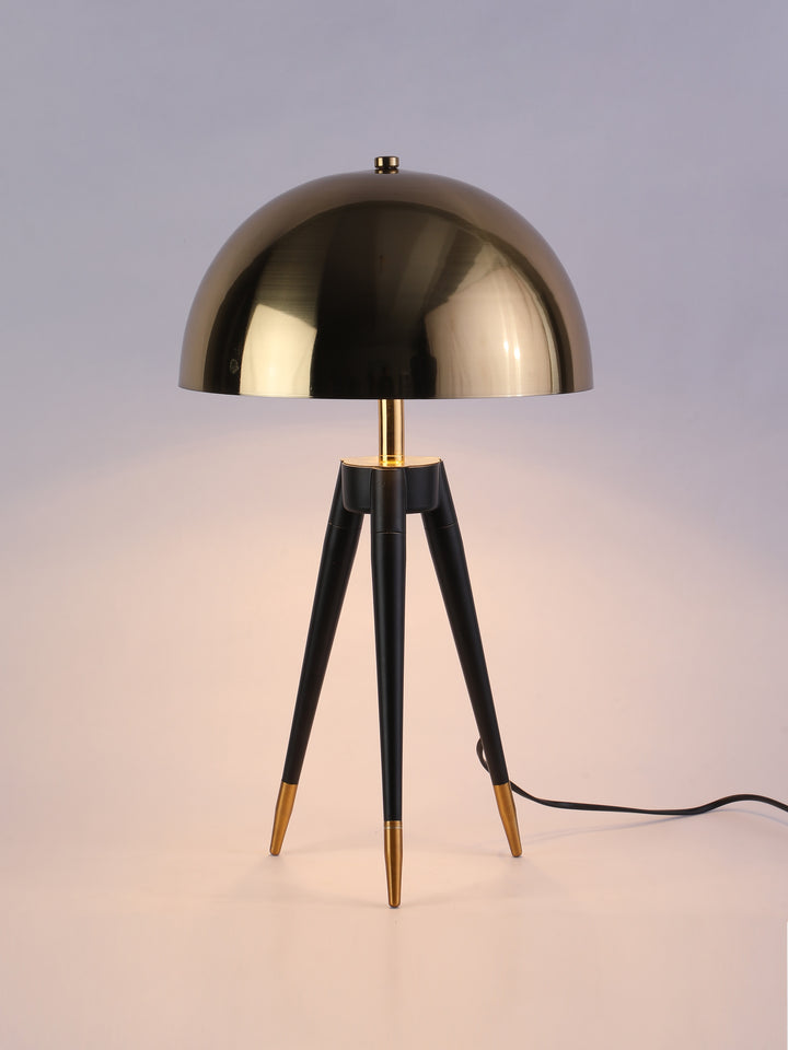 Dome Tripod Glow: Golden Table Lamp