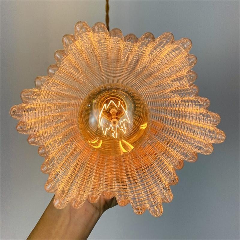 Brass Finish Amber Glass Small Pendant Lamp