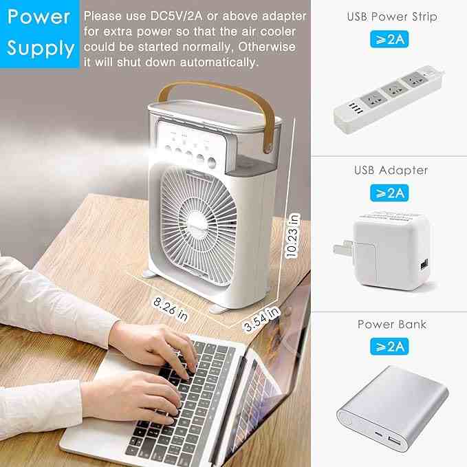 Mini Air Cooler, USB Desk Fan, Personal Evaporative Cooler