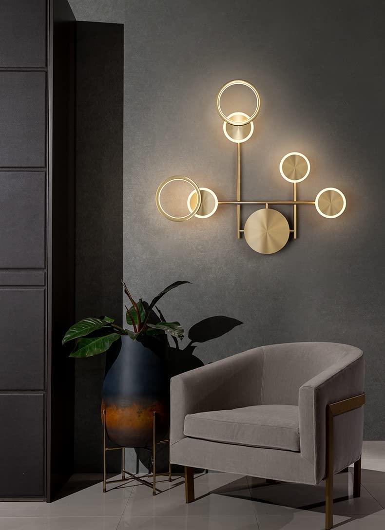 6 LED Modern Electroplated Gold Wall Art Light - Warm White