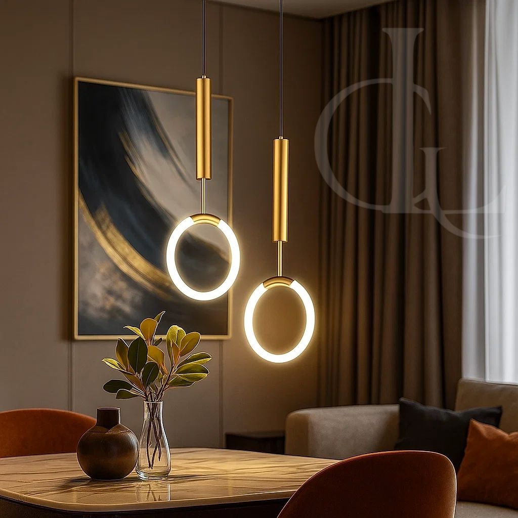 Modern Led Golden Ring Pendant Light