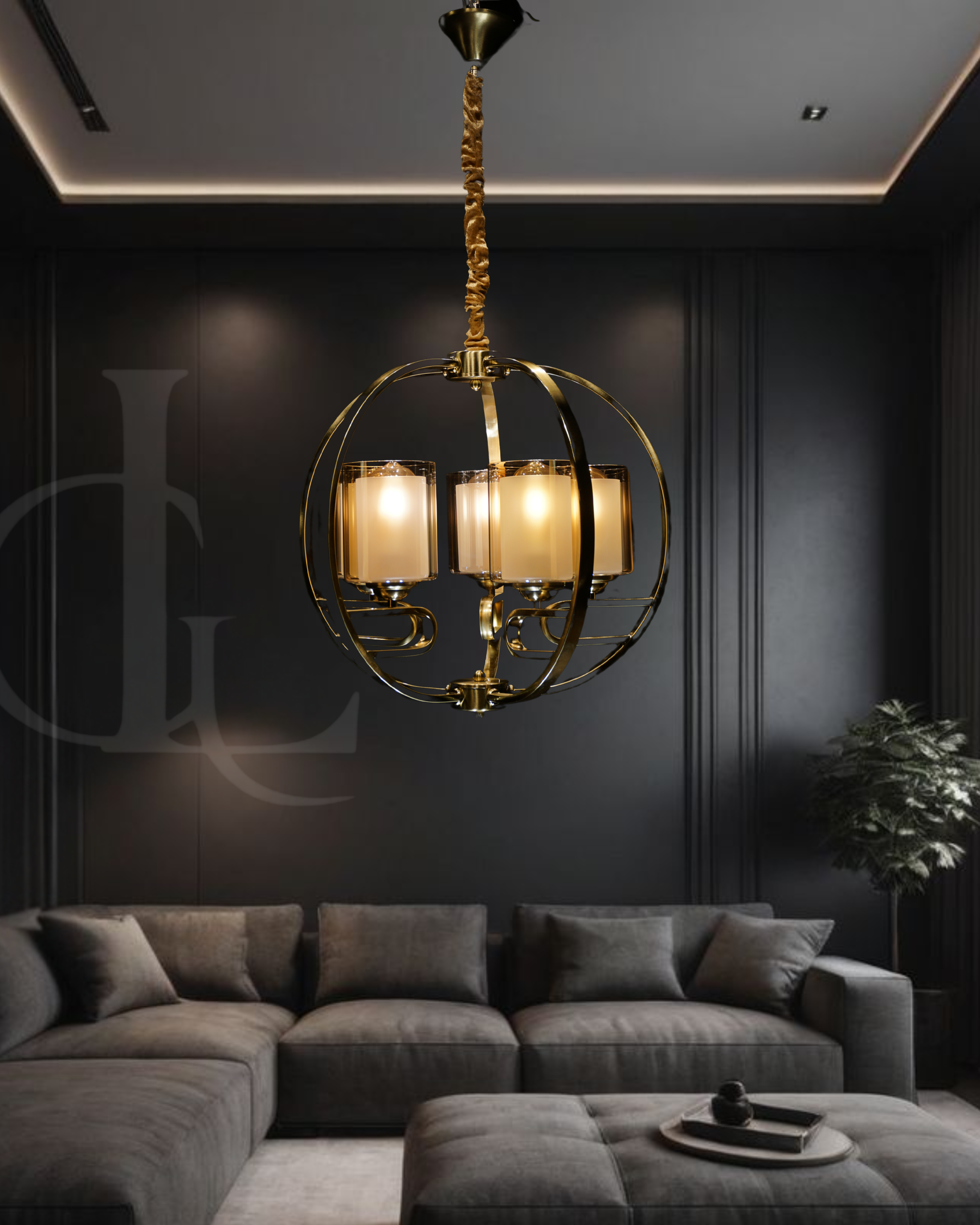 Amber Arcs (Gold,Glass) Chandelier