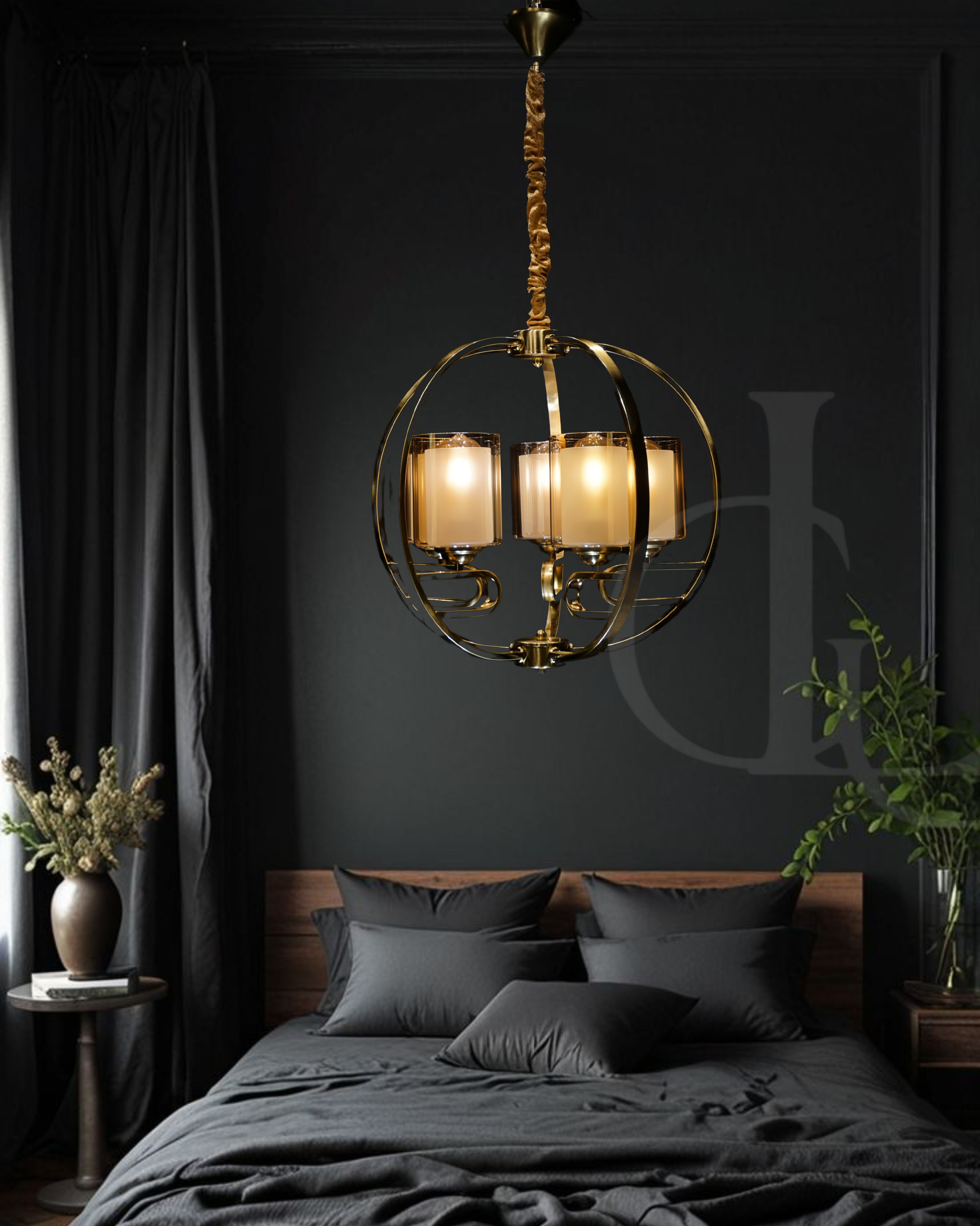 Amber Arcs (Gold,Glass) Chandelier