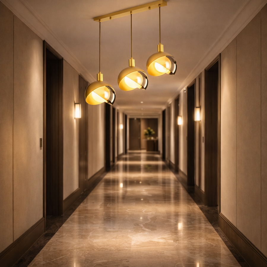 Modern Gold 3-Light Glass Pendant Chandelier