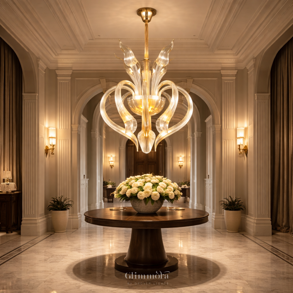 Aurora Luxe Glass Sculptural Modern Chandelier