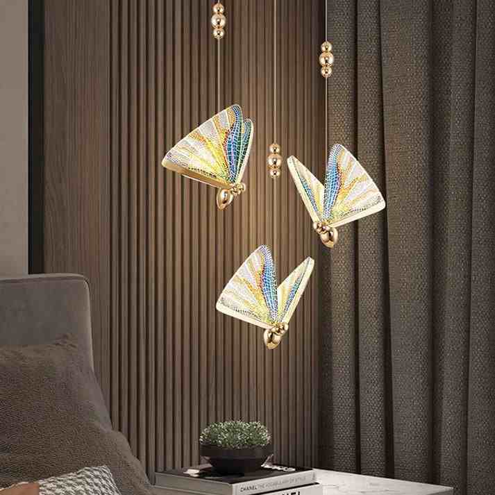 Gold Butterfly Bedside Hanging Pendant Light