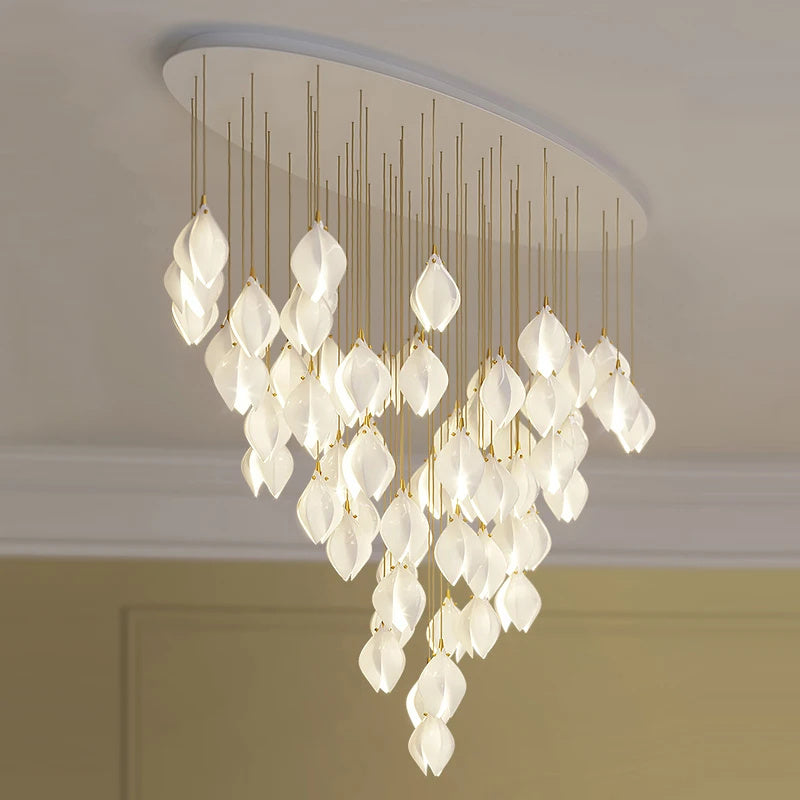 Petals in Flight (Porcelain White) Chandelier (28 Lights)