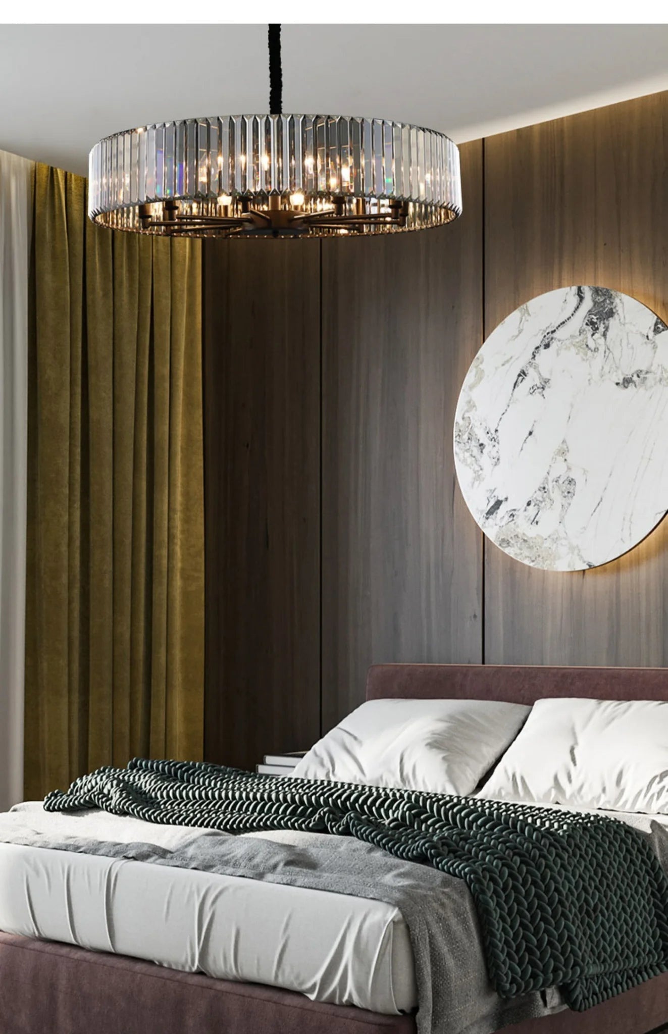 Black Metal Smokey Crystal Led Chandelier