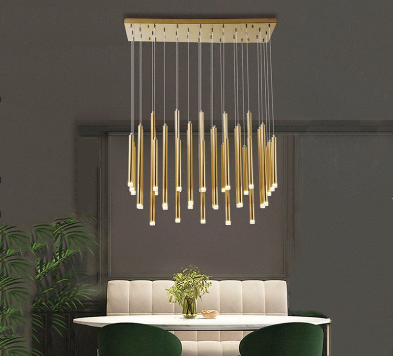 Clean Lines: Brass Glow Light Chandelier