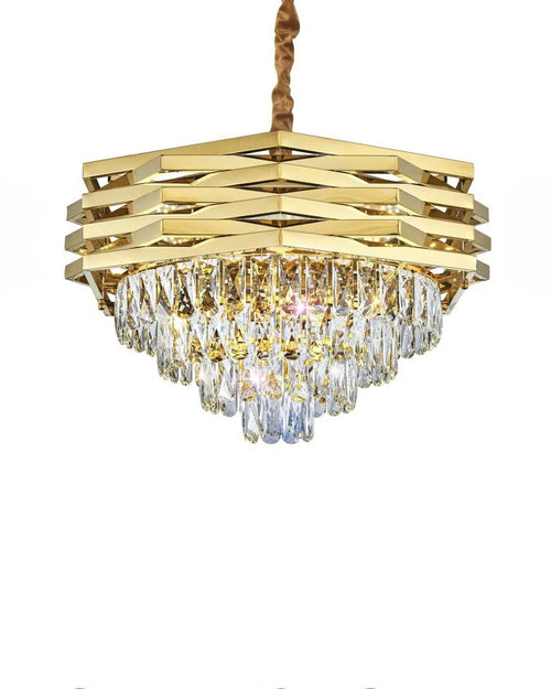 Golden Crystal Prism Chandelier - 800MM