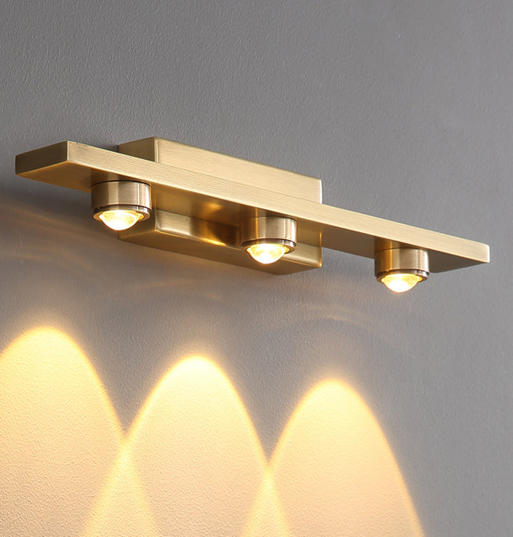 "3 LED Wall Light with Gold Finish, Ideal for Mirror, Picture, or Vanity Lighting"
