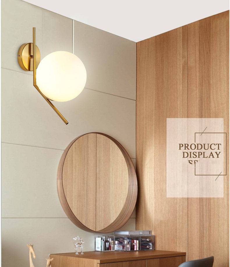 Golden Bend Glow: Frosted Ball Wall Show Light