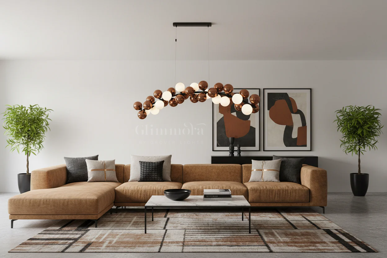 Dancing Echoes (Rose Gold, White, 30-Head) Glass Chandelier