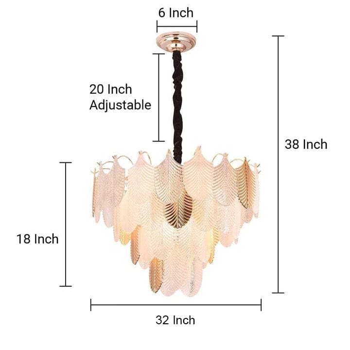 White Glass Leaf Chandelier
