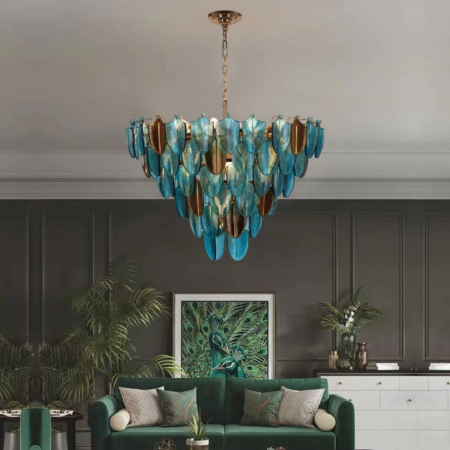Venusta Luxe Modern Glass Leaf Chandelier