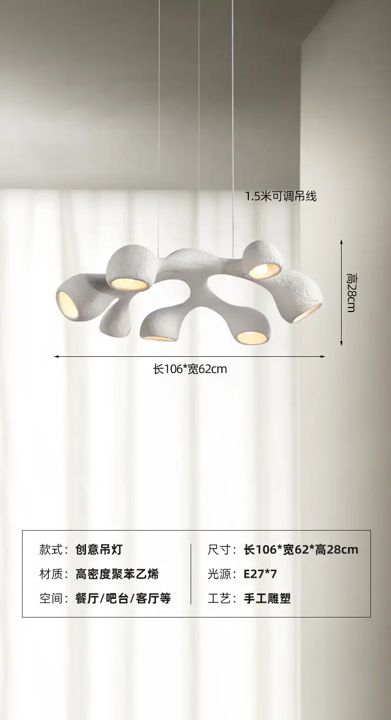 New Modern Polystyrene Source Holder Handmade 7 Head LED Chandelier