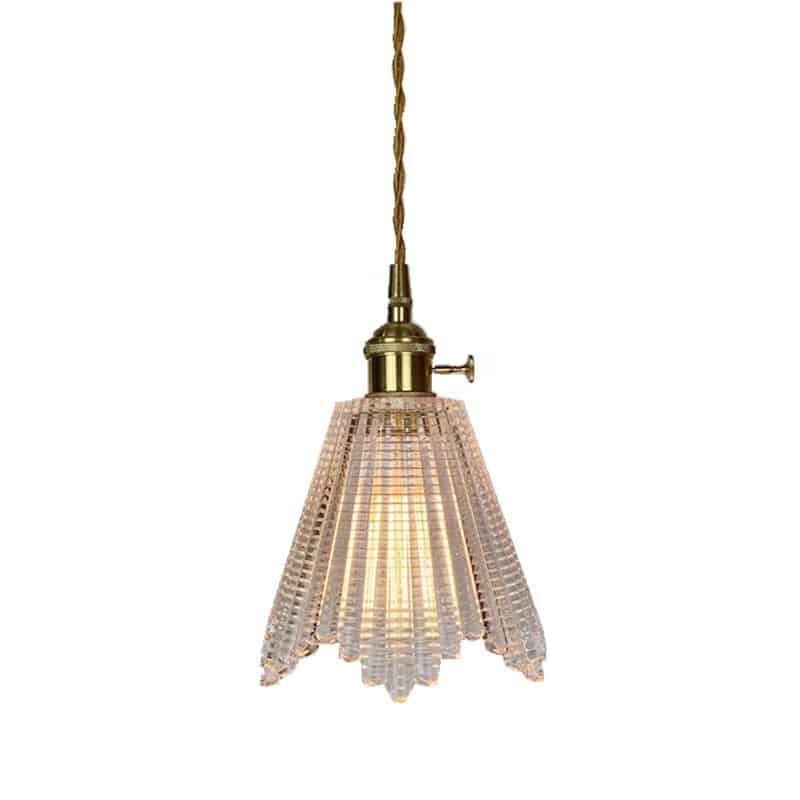 Brass Finish Amber Glass Small Pendant Lamp