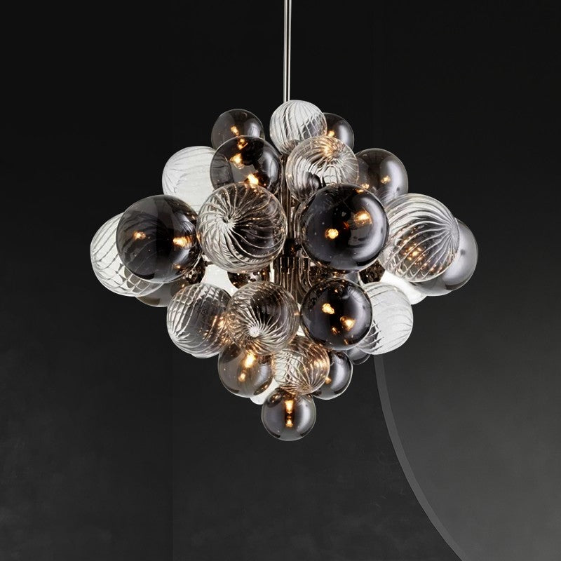 The Grace of Space: Silver Smokey Clear Glass Chandelier
