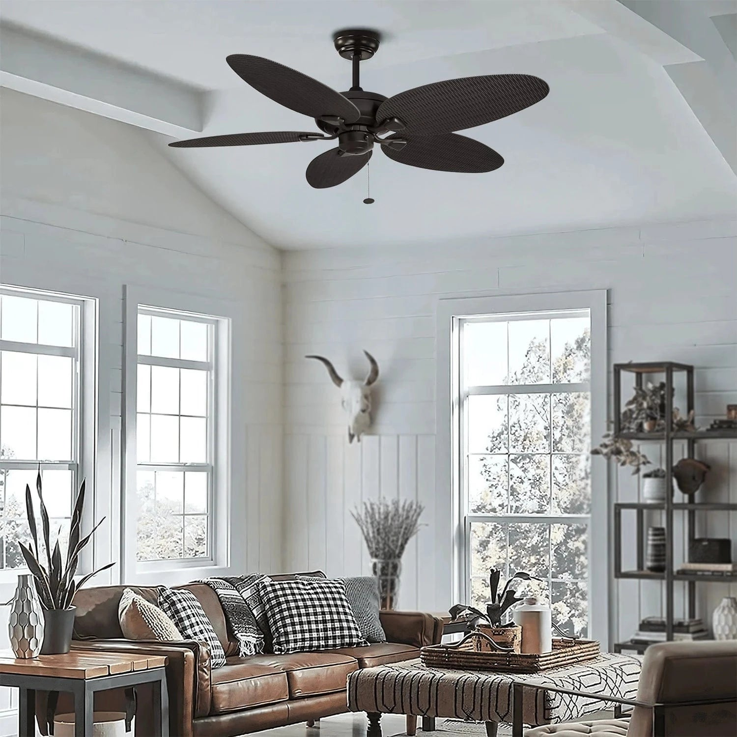 Nature's Swirl (52 Inches Span, Black) Ceiling Fan