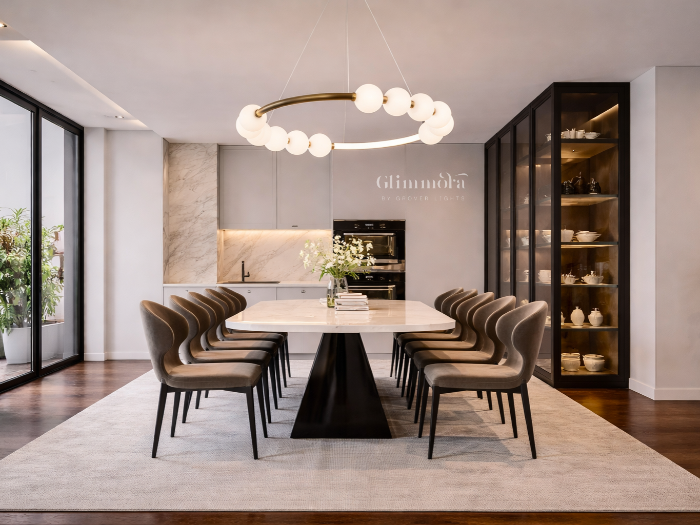 Orbital Opal Glass Ring LED Chandelier