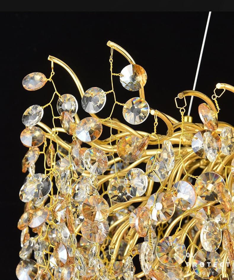 800 MM Crystal Gold LED Tree Chandelier