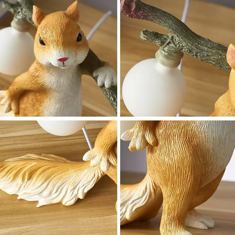 Creative Cartoon Resin Squirrel Mini Desk Lamp