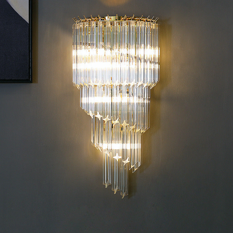 Triple Layer with Air: Crystal (Gold) Wall Light