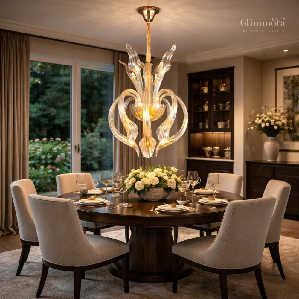 Aurora Luxe Glass Sculptural Modern Chandelier
