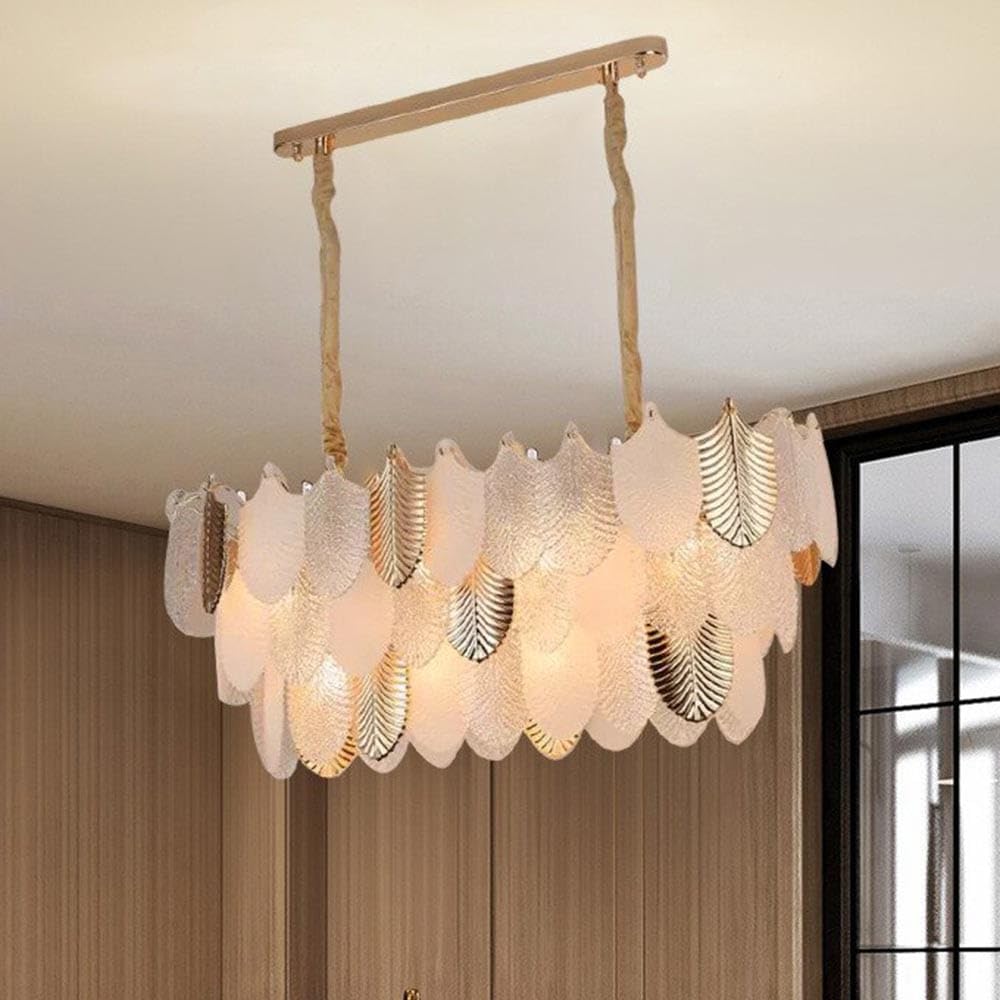 White Glass Leaf Chandelier Dining Chandelier
