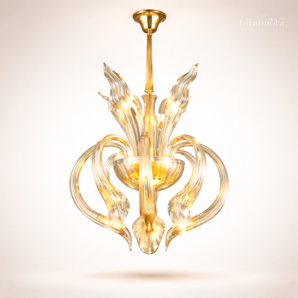 Aurora Luxe Glass Sculptural Modern Chandelier