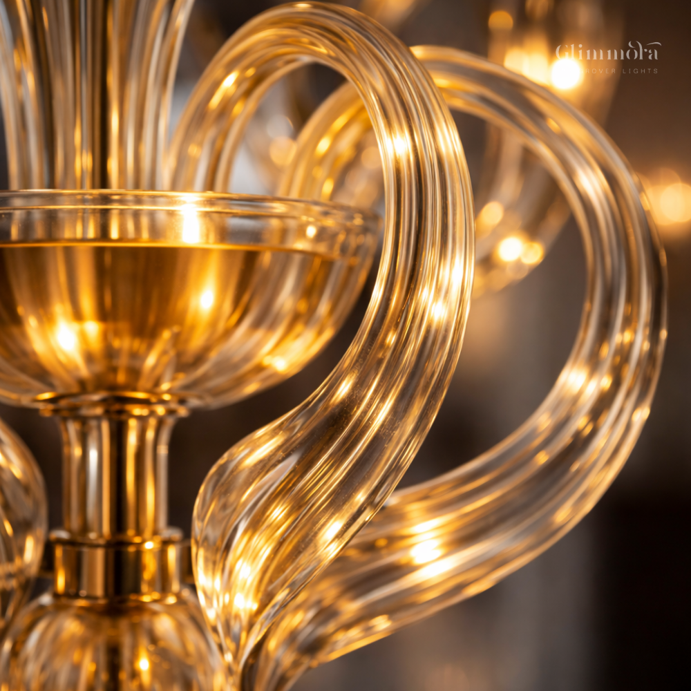 Aurora Luxe Glass Sculptural Modern Chandelier