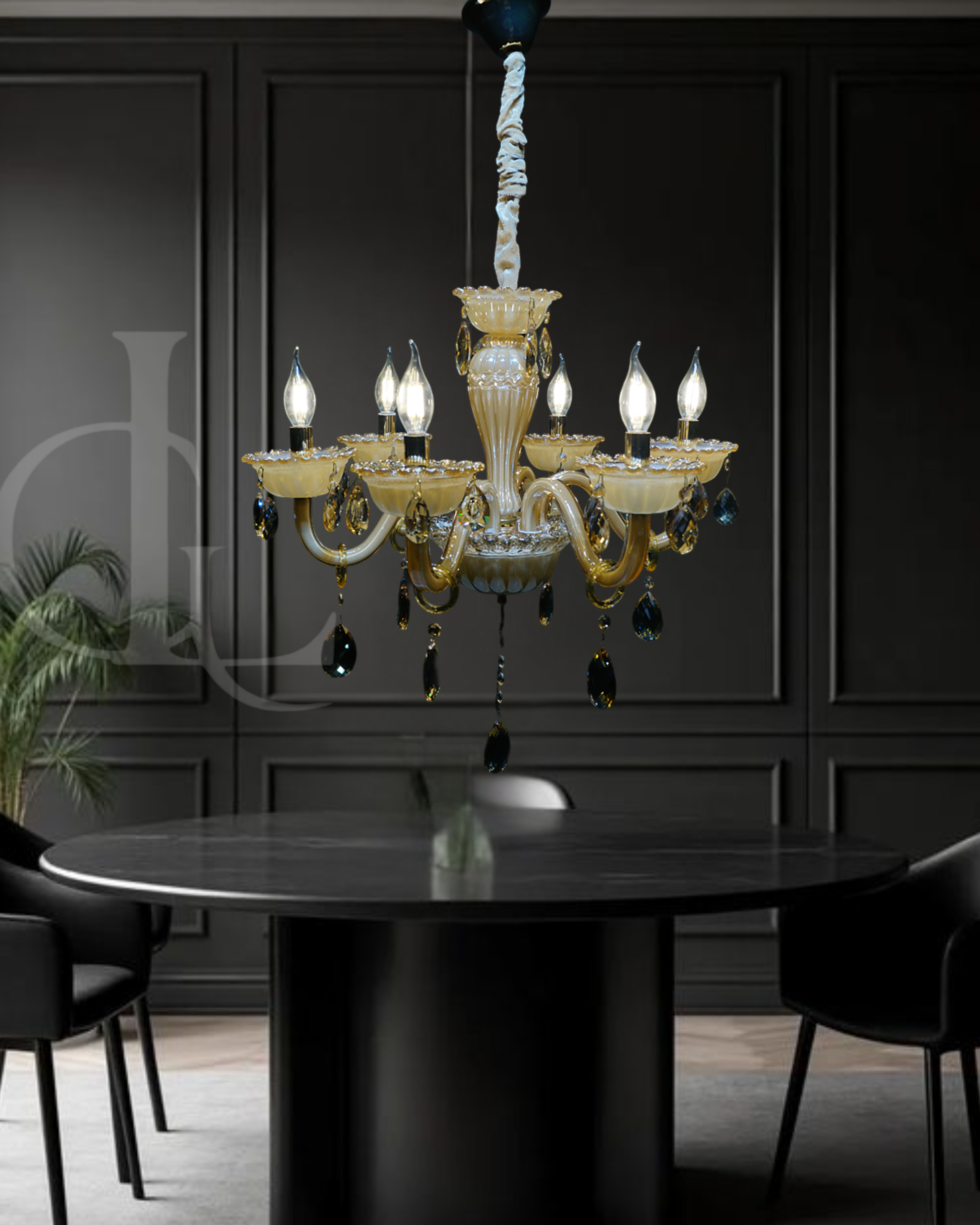 Embrina Crysta (Glass, Ivory) Chandelier