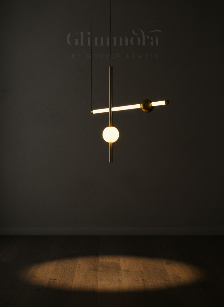 Modern Linear Pendant Light with Frosted Globe & Bar Design