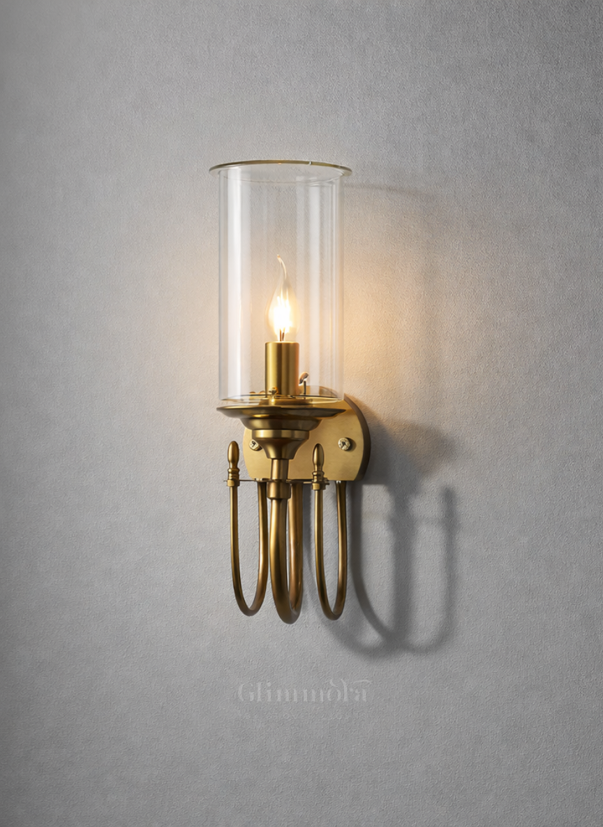 Stella Clear Glass & Gold Metal Wall Light