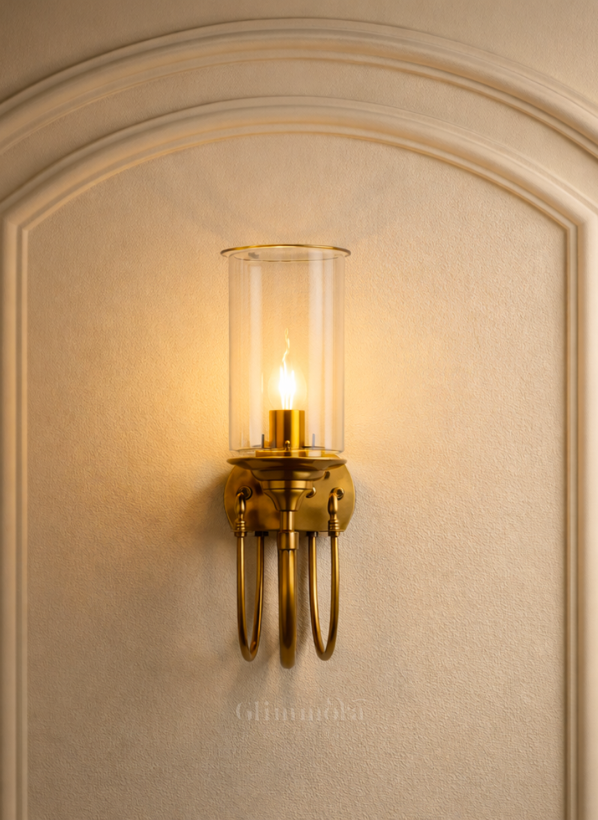 Stella Clear Glass & Gold Metal Wall Light