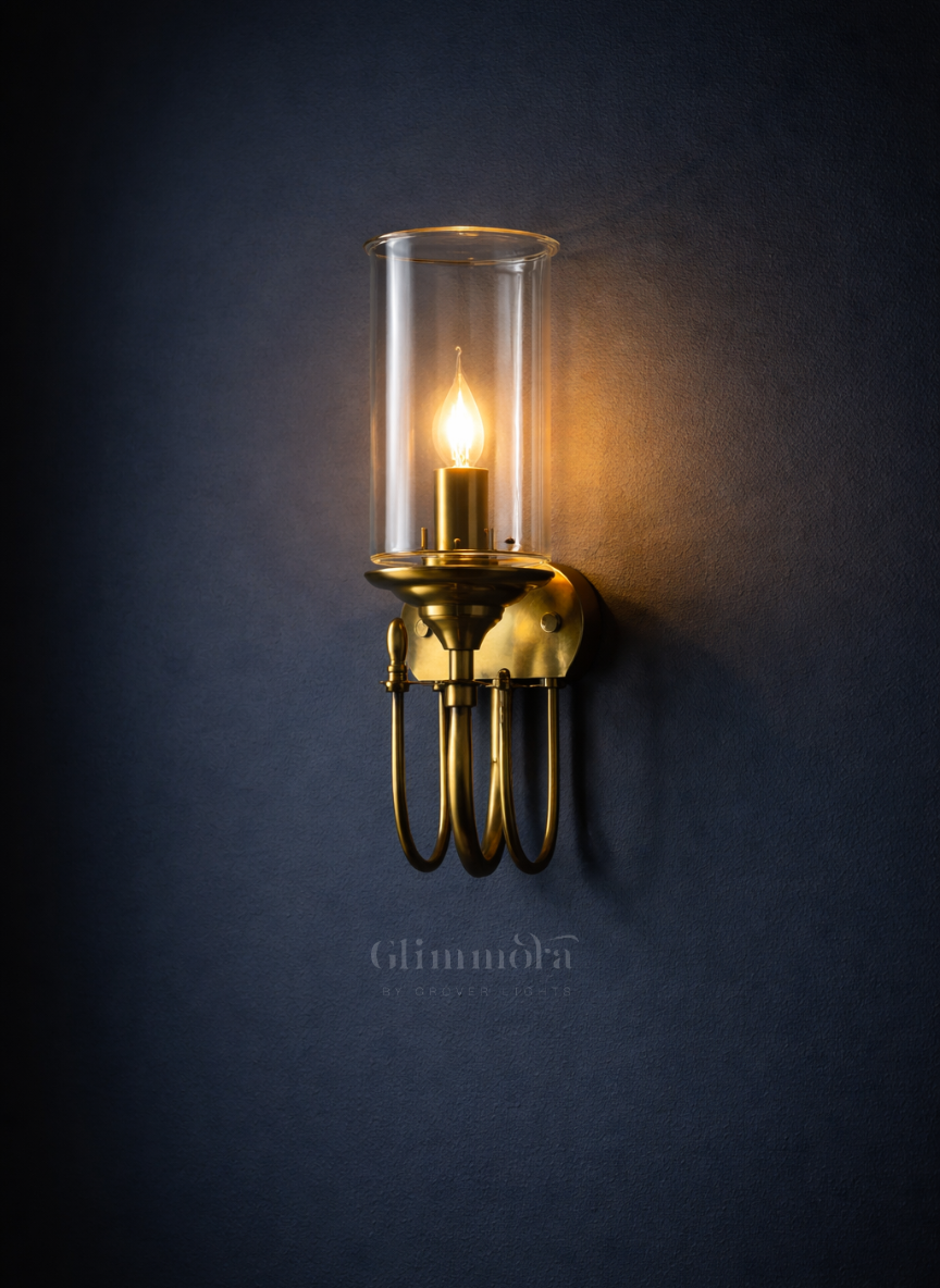 Stella Clear Glass & Gold Metal Wall Light