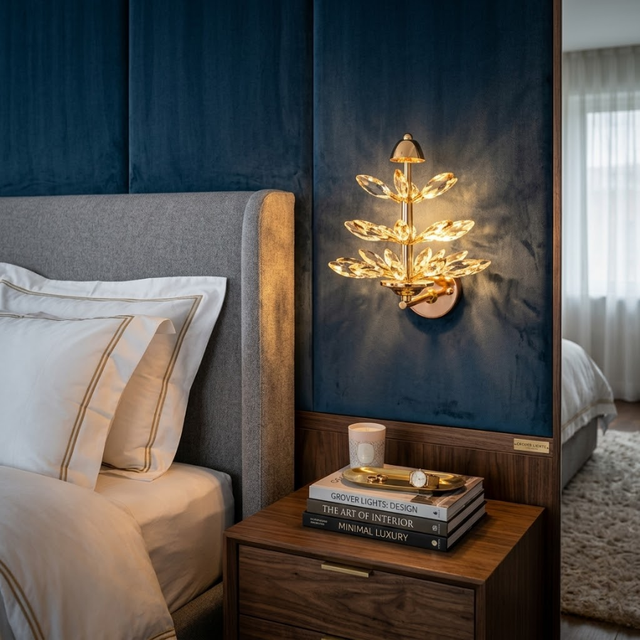 Luxury Crystal Leaf Sconce Gold Decorative LED Wall Light