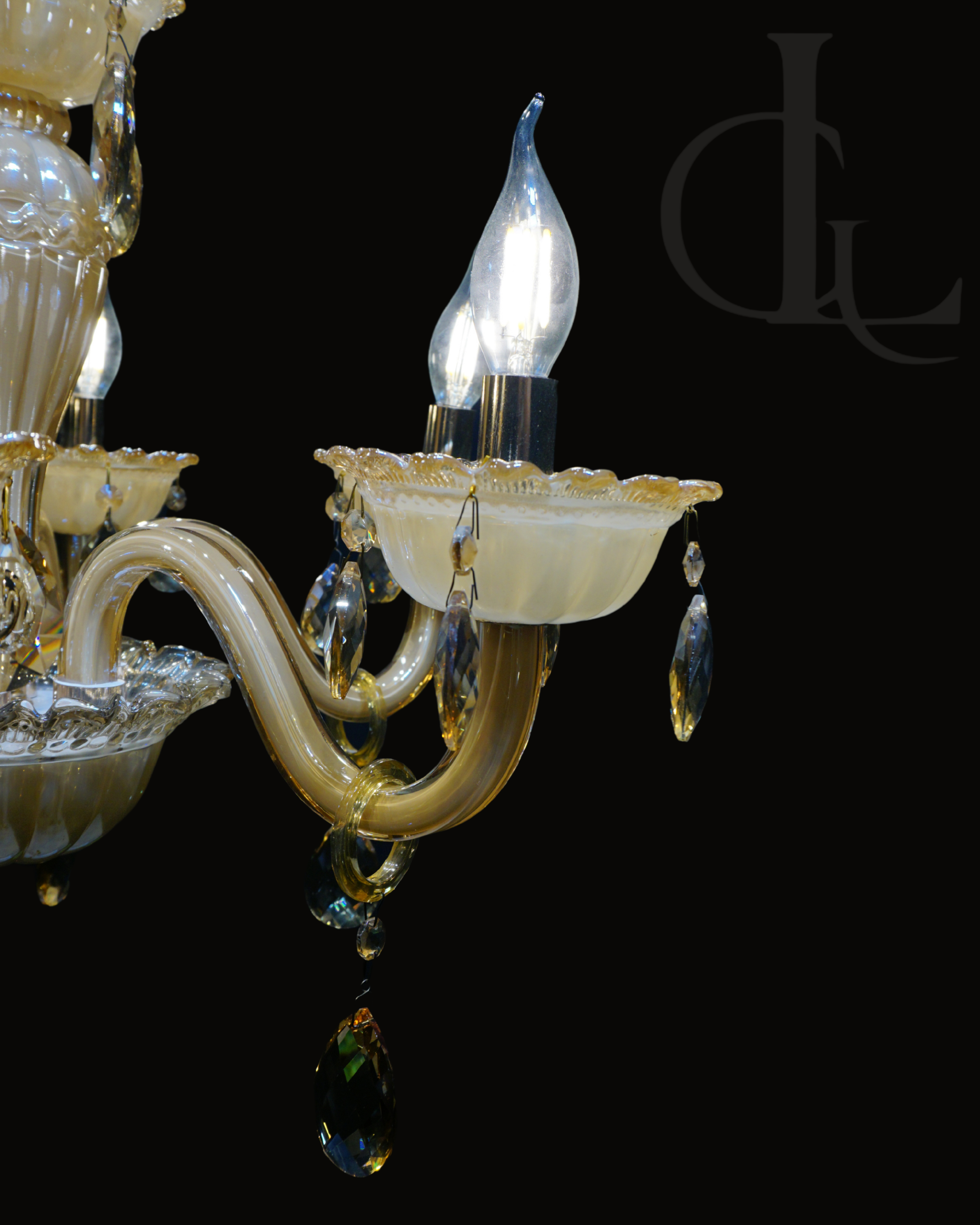 Embrina Crysta (Glass, Ivory) Chandelier