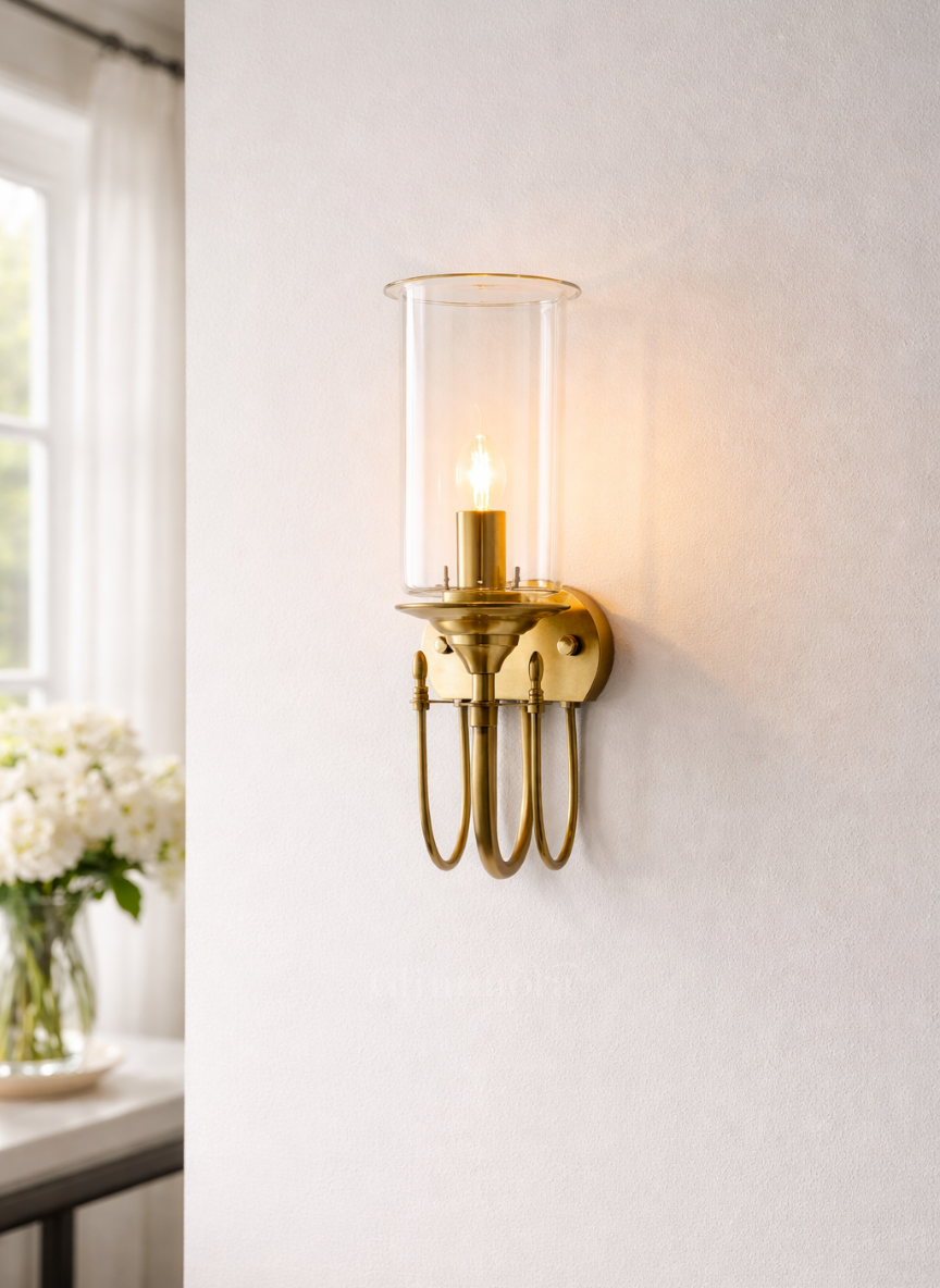 Stella Clear Glass & Gold Metal Wall Light
