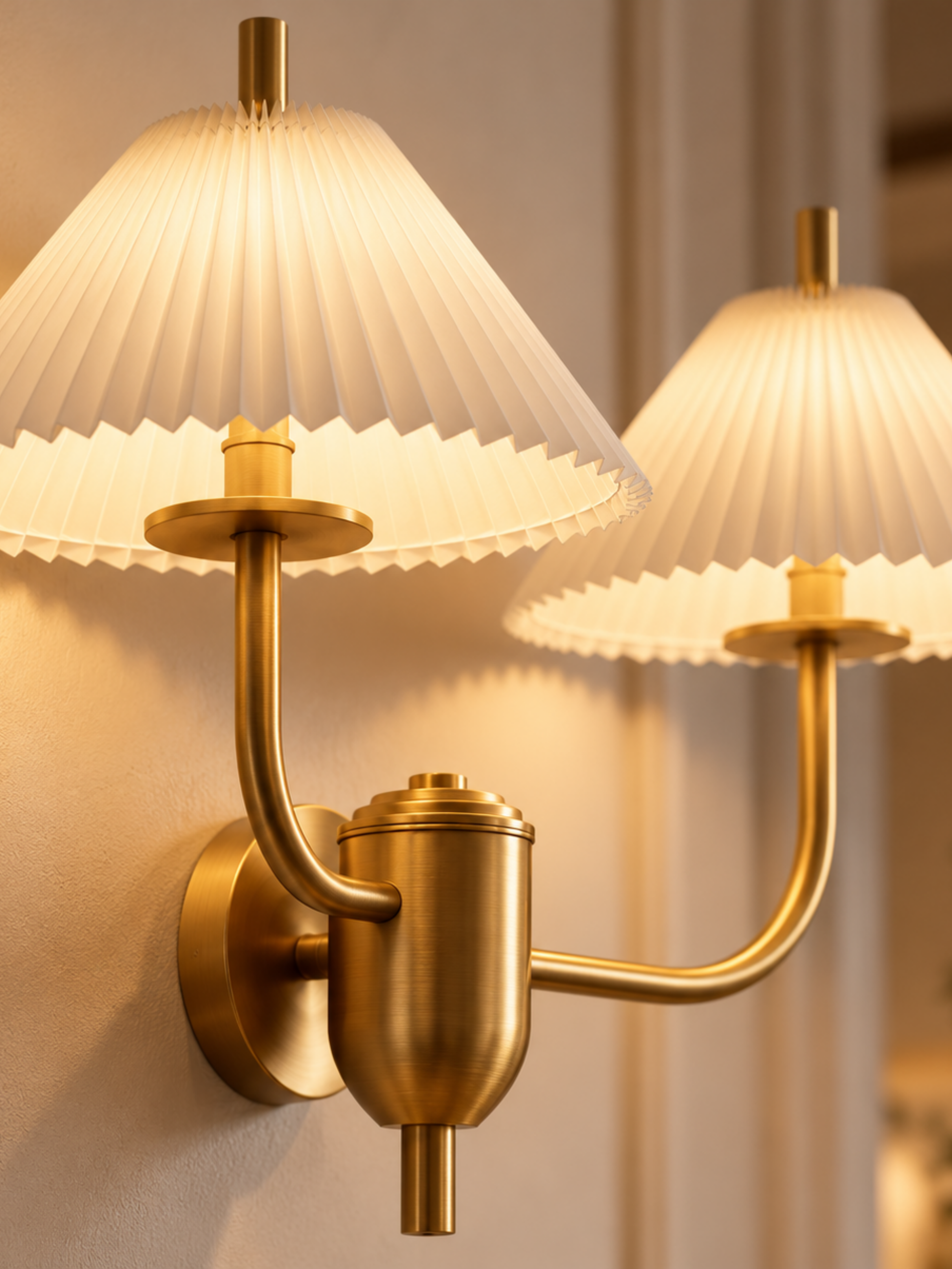 Elowen – Twin-Arm Pleated White Wall Sconce