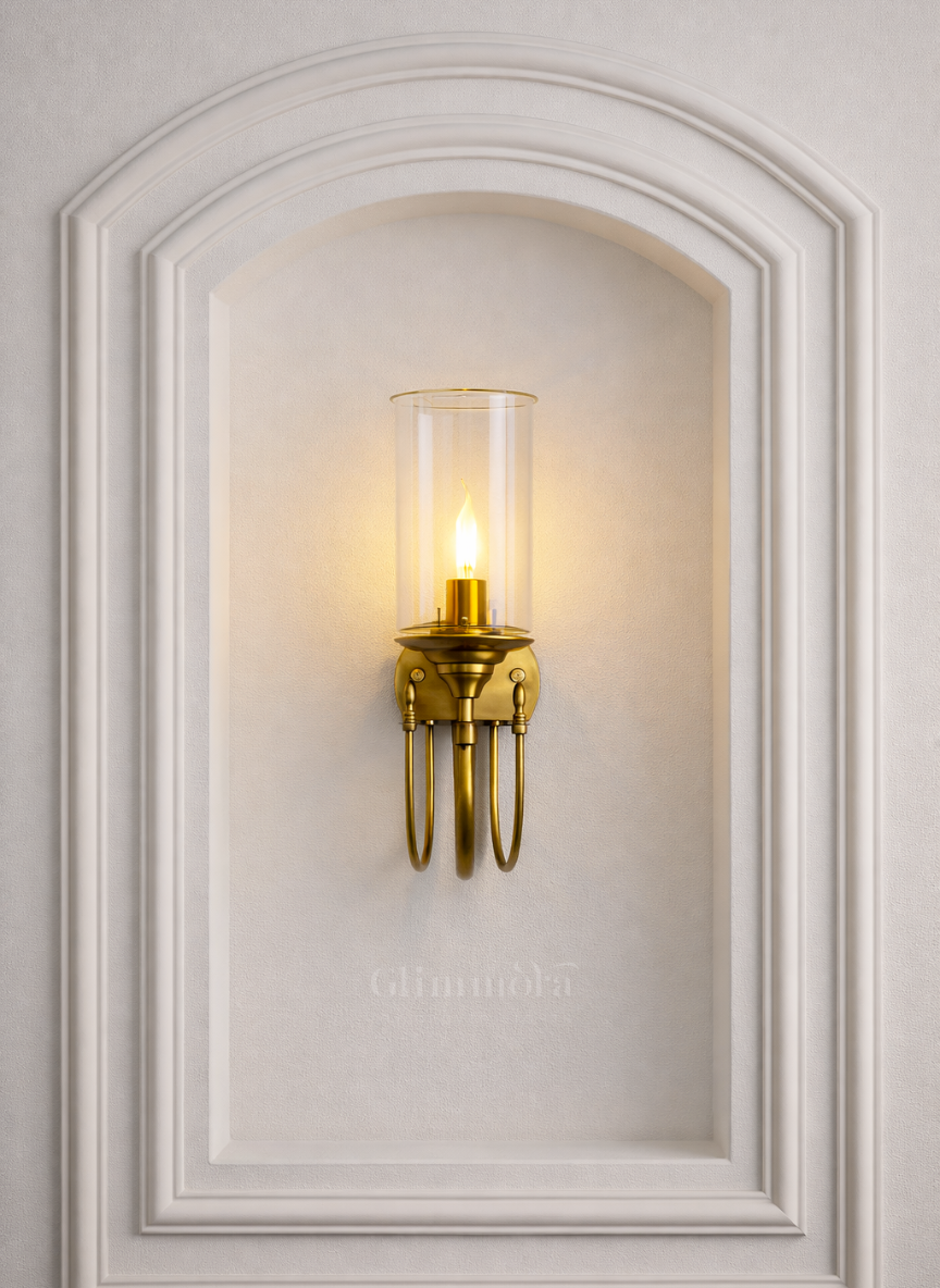 Stella Clear Glass & Gold Metal Wall Light