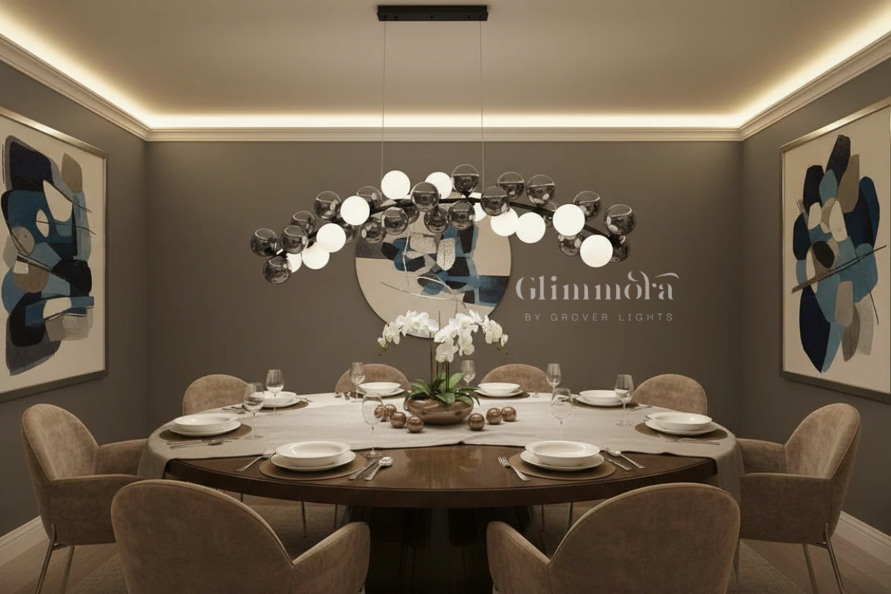 Dancing Echoes (Smokey, White, 36-Head) Glass Chandelier