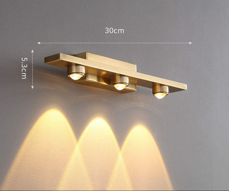 "3 LED Wall Light with Gold Finish, Ideal for Mirror, Picture, or Vanity Lighting"
